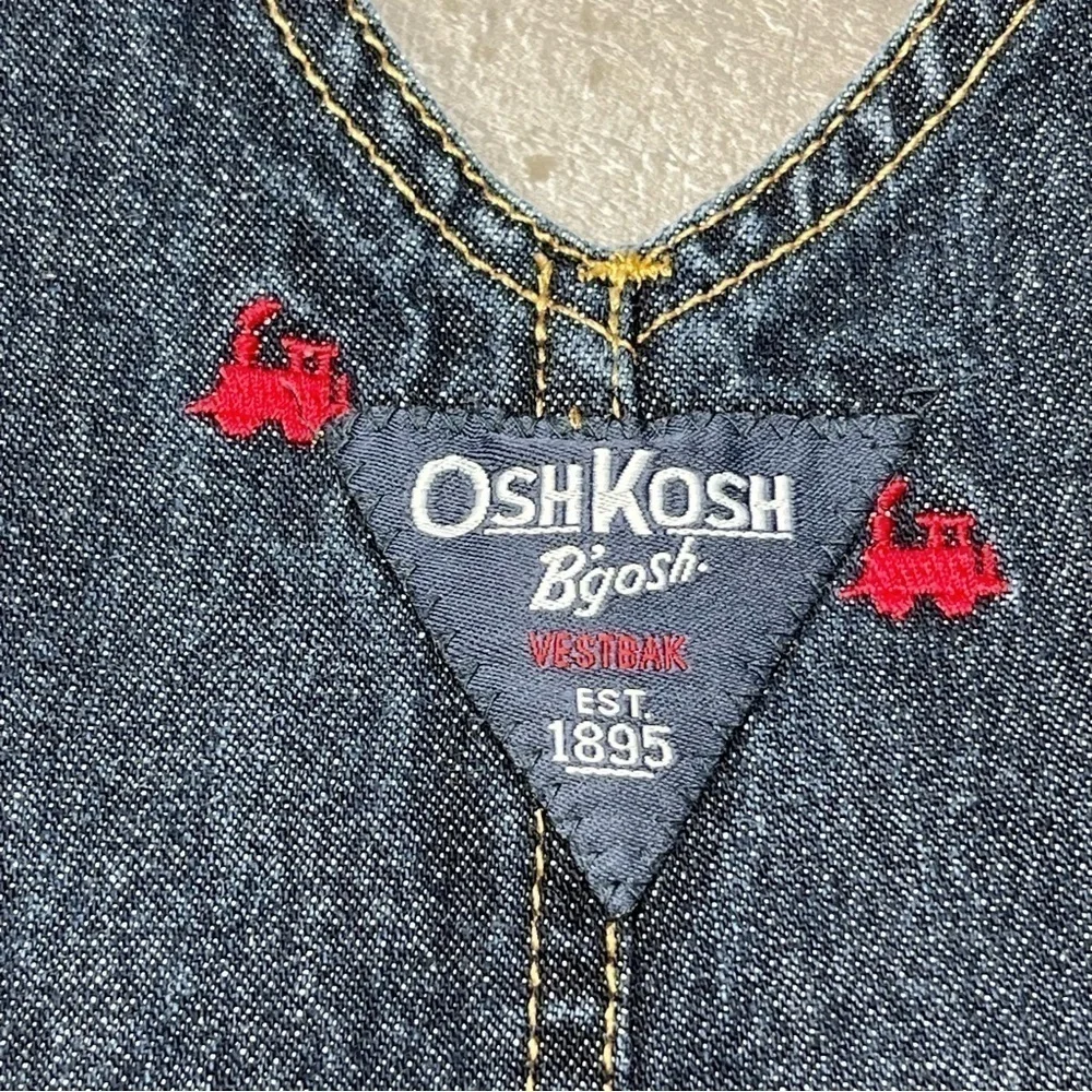 OshKosh Embroidered Train Denim Overalls size 9 months